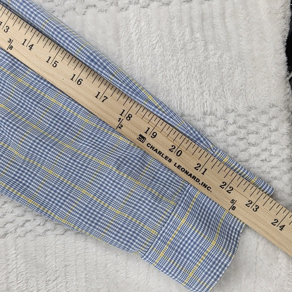 Polo Ralph Lauren Yarmouth Dress Shirt Mens L 16 32/33 Blue Plaid Oxford Pony